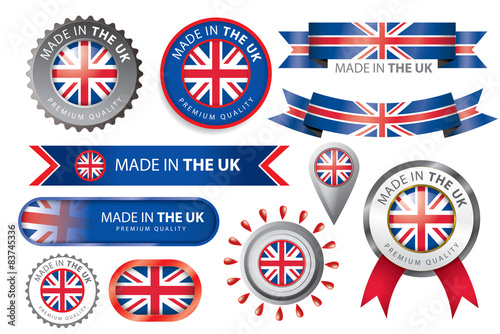 Made in the UK Seal, English Flag (Vector Art)