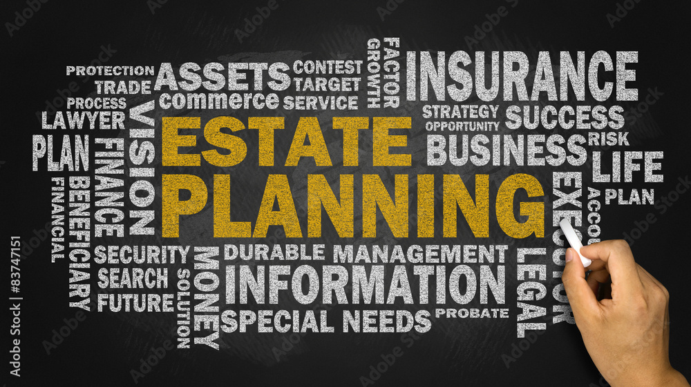 estate planning with related word cloud on blackboard estate planning with related word cloud on blackboard