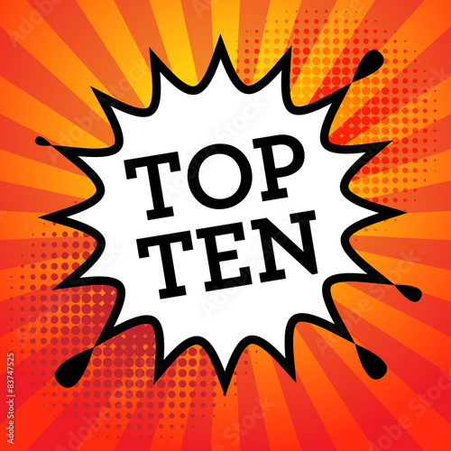 Comic book explosion with text Top Ten