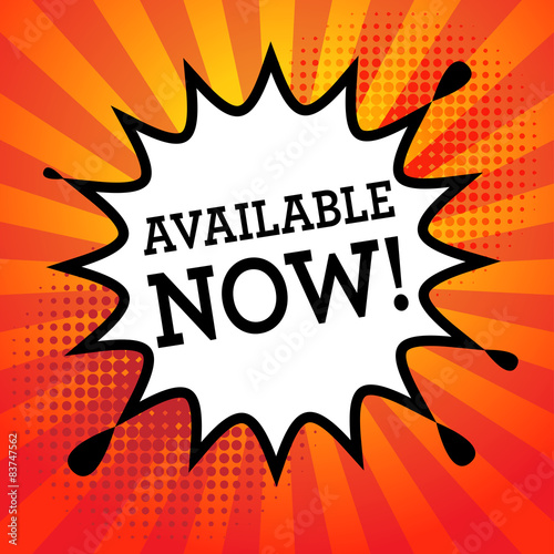 Comic book explosion with text Available Now
