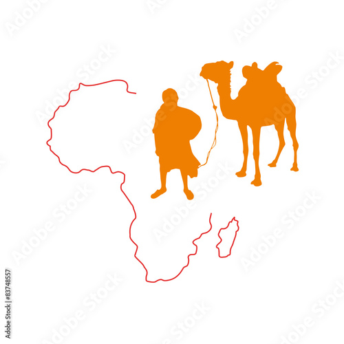 Vector logo sahara, caravan in the desert