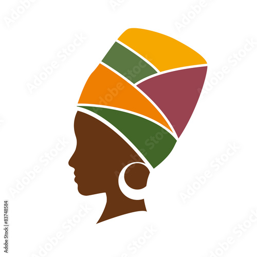Vector profile of african woman with hat