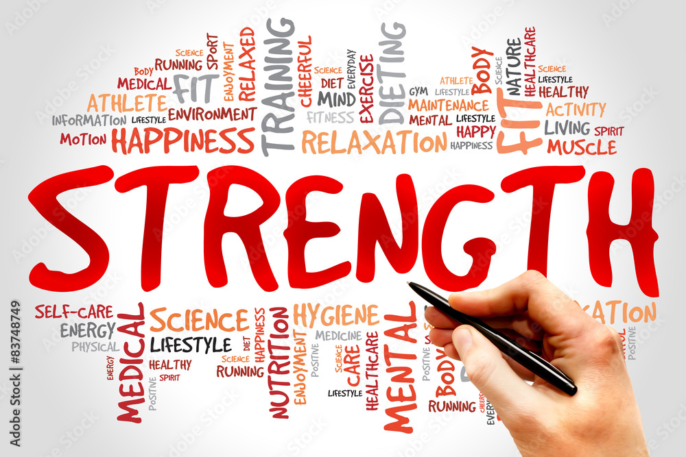 Strength word cloud, health concept Strength word cloud, health concept