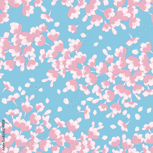 Beautiful vector seamless pattern with sakura flowers