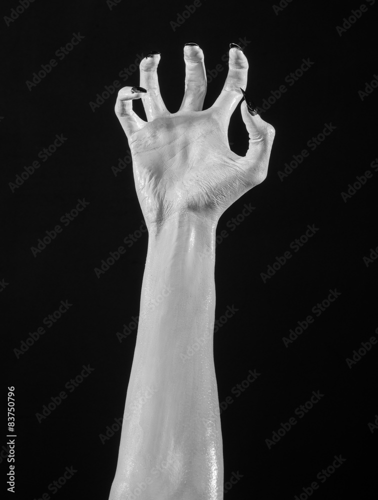 white hands of death with black nails, white death, white skin white hands of death with black nails, white death, white skin