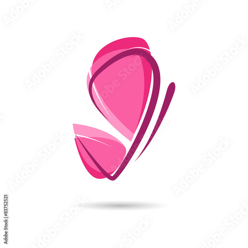 Vector logo pink butterfly