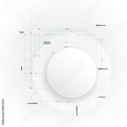Minimal Abstract 3d white paper circle on circuit board