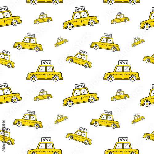 NYC yellow cab seamless vector pattern
