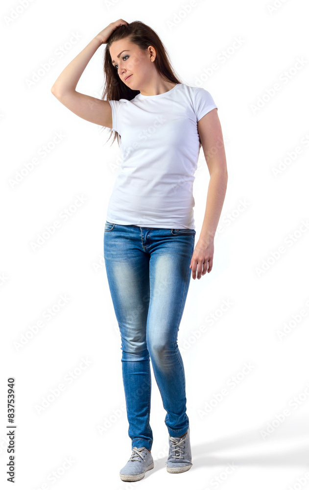 Girl in t-shirt mock-up Girl in t-shirt mock-up