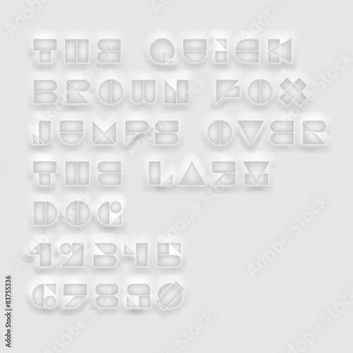 Geometric cutout white font