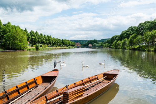 Traditional punt boats in Tubingen aka Tuebingen, Germany