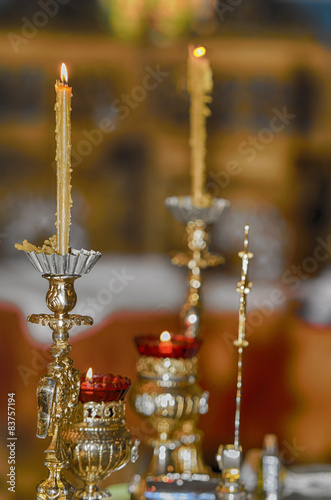 Ceremonial candles in East-European Christian Orthodox church