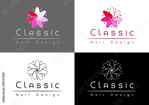 Classic Nail Design Logo. Nail shapes turned around like flower.