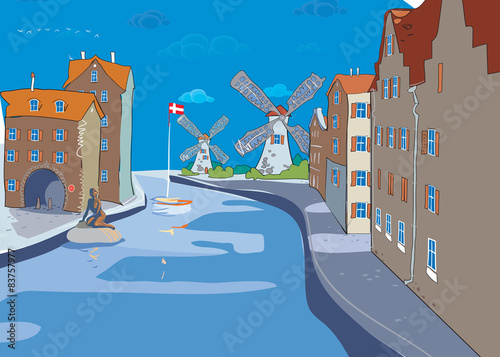 Scandinavian city. Vector