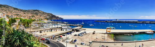 Panoramic landscape with Funchal port. Madeira island
