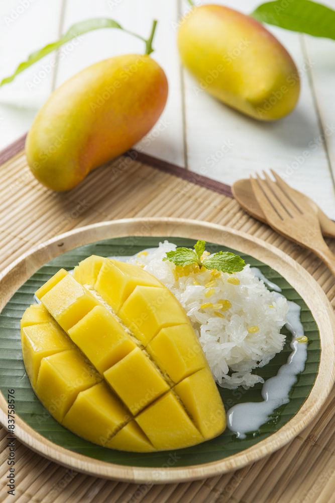 Dessert sweet sticky rice with mango coconut milk Dessert sweet sticky rice with mango coconut milk