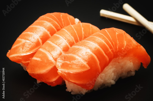 Sushi on dark background