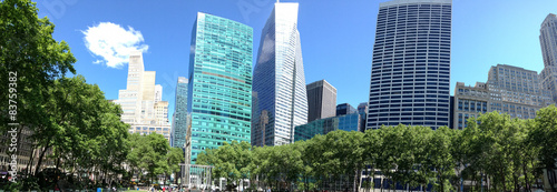 Buildings and trees of Bryant Park, New York