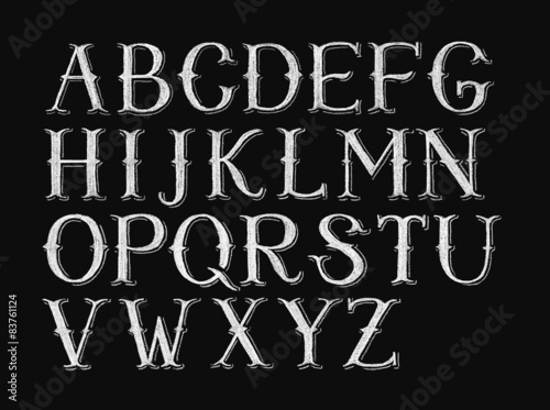 Alphabet hand-drawn on chalkboard