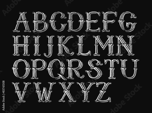 Alphabet hand-drawn on chalkboard