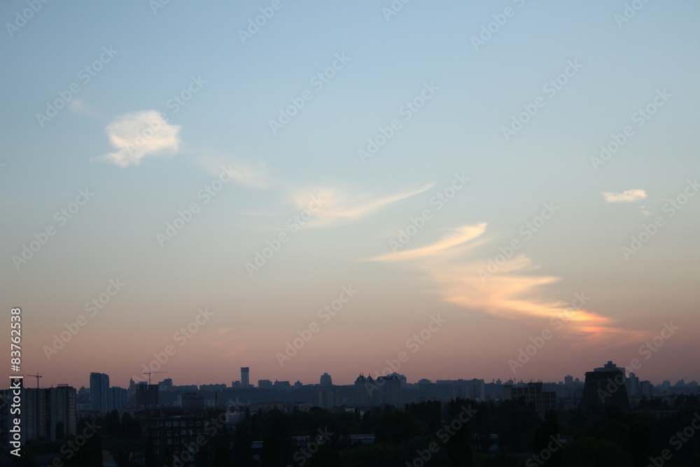 Evening cloudscape in city