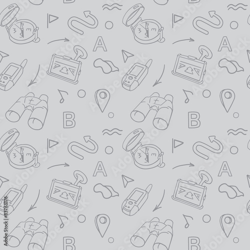 Navigation hand drawn doodles seamless pattern with car
