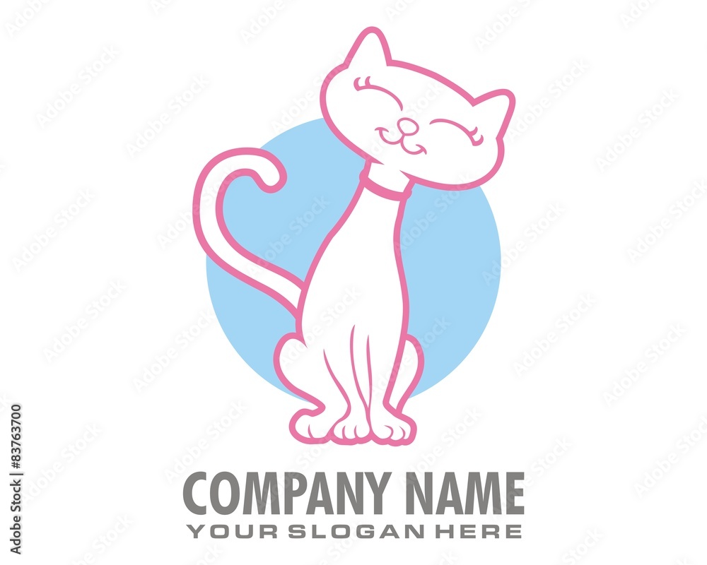 smiling cat pet logo image vector