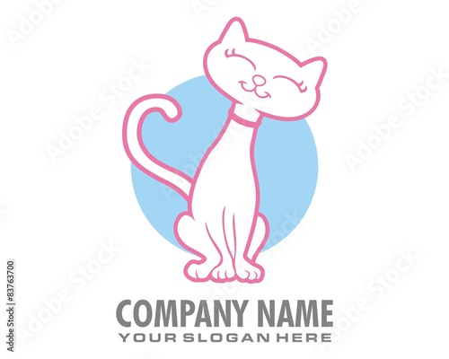smiling cat pet logo image vector