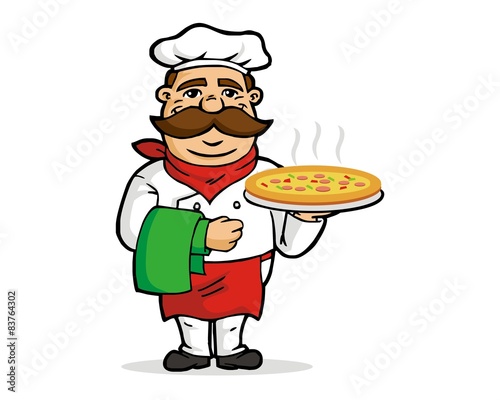 Italian chef serves pizza