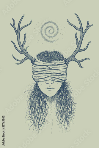 Girl with horns and a blindfold