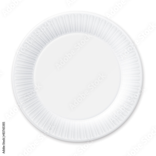 Disposable Paper Plate. Isolated on White.