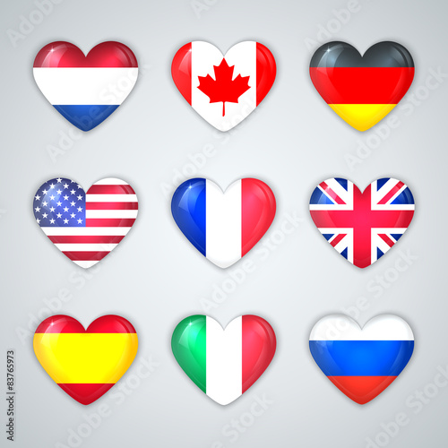 Glass Heart Flags of Countries Icon Set. Free Download Glass Heart Flags of Countries Icon Set. - GFXLoad