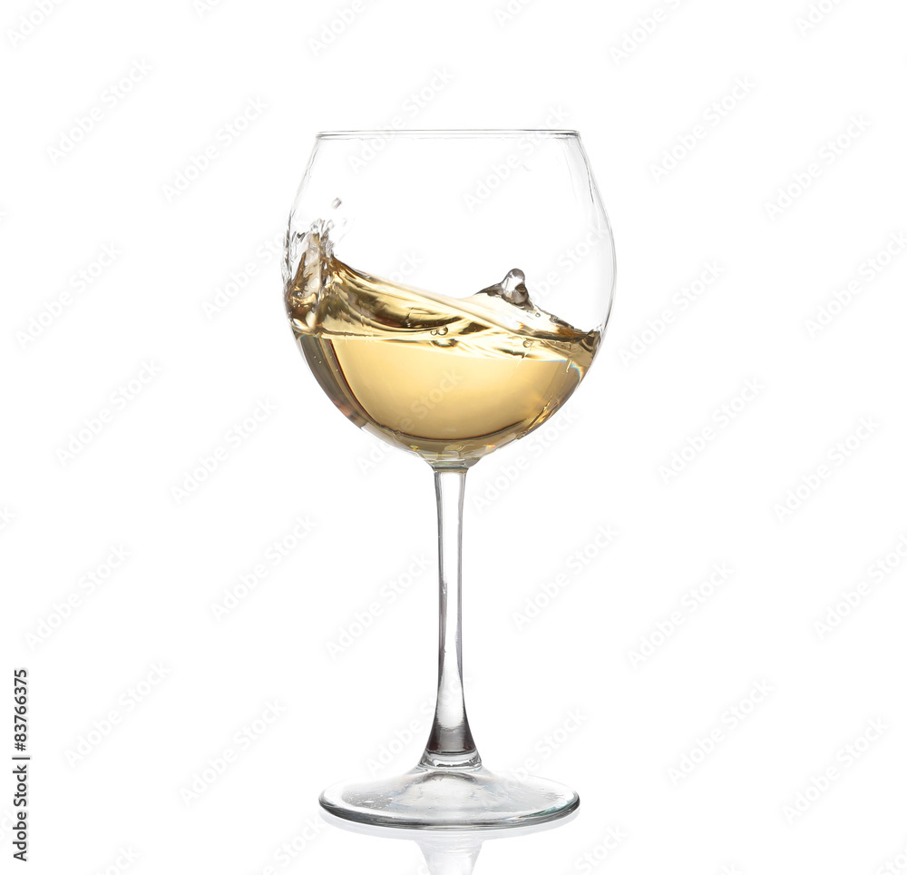White wine bottle and two glasses. Isolated White wine bottle and two glasses. Isolated