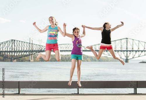 happy children jumping