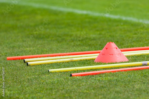 Proffesional football training with boundary poles