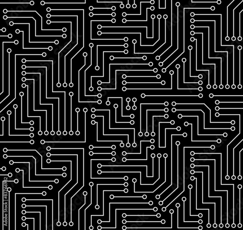 Black and White Printed Circuit Board