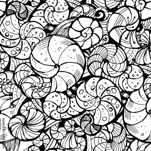 Hand-drawing pattern of seashells.