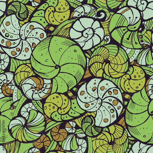 Hand-drawing pattern of seashells.
