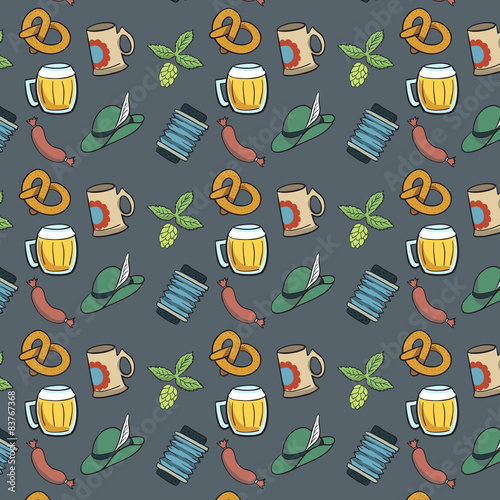 Colorful Octoberfest Seamless Background.