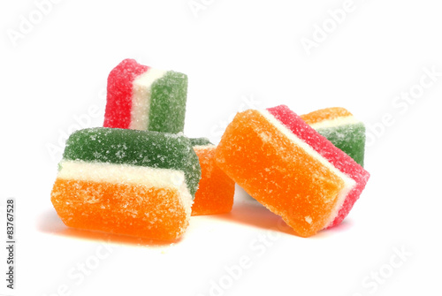 colored fruit candy isolated on white background