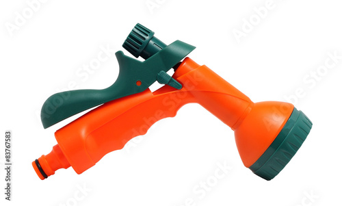bright nozzle on a hose for watering