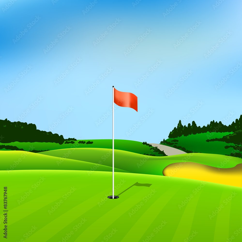 Obraz premium Golf hole vector green tee background