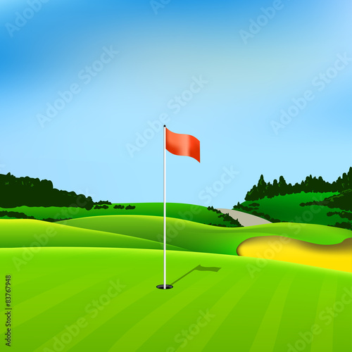 Golf hole vector green tee background
