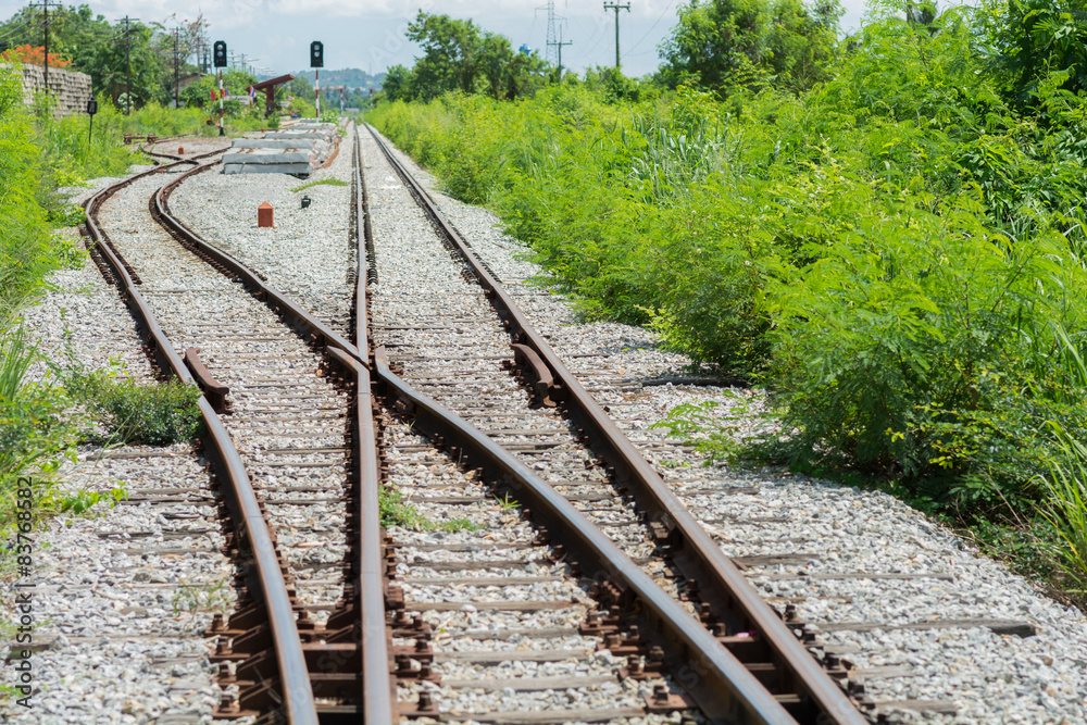 Obraz premium Railway track, railroad junction