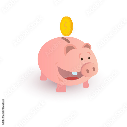 colorful piggy bank on white background