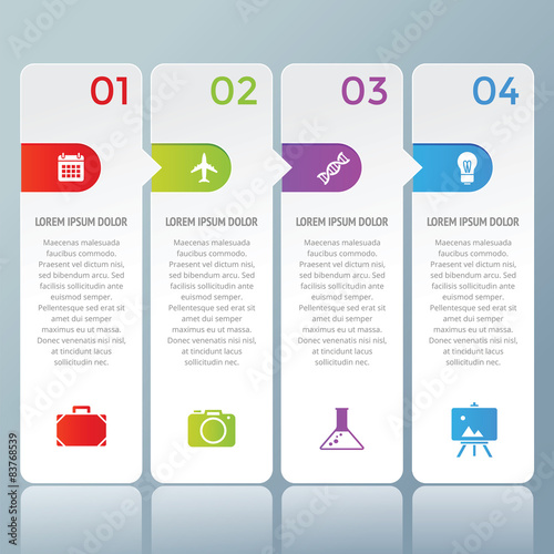 Infographic with bar and rounded corner chart with icon