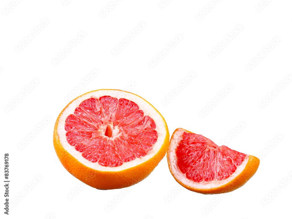 Grapefruit with segments on a white background Grapefruit with segments on a white background