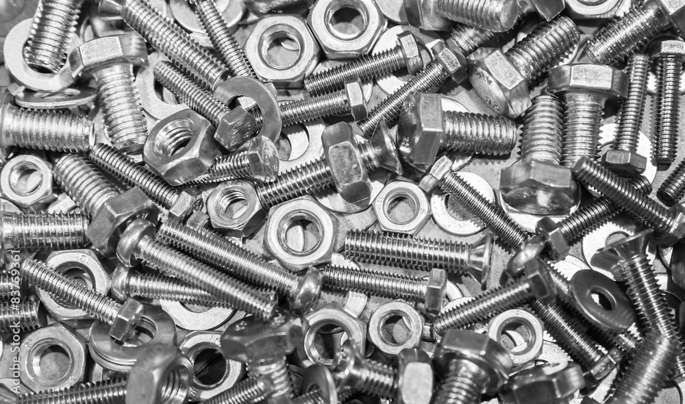 Shining bolts and nuts, photo background