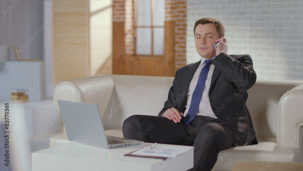 CEO, boss making phone call. Luxury office, businessman at work CEO, boss making phone call. Luxury office, businessman at work