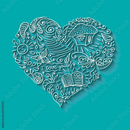 Doodle heart with shadow